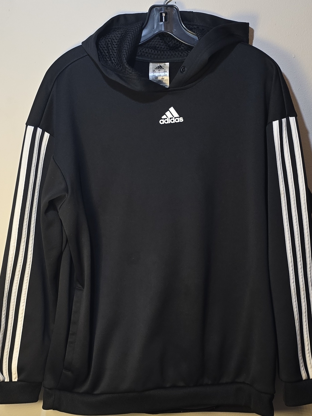 adidas Black Men's Zip-Up Sweater with White Stripes